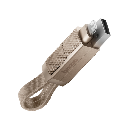 كابل Bazic GoCharge Alucable 4 في 1 بمدخل USB A وUSB-C إلى مخرج USB-C وLightning بطول 15 سم - ذهبي