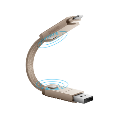 كابل Bazic GoCharge Alucable 4 في 1 بمدخل USB A وUSB-C إلى مخرج USB-C وLightning بطول 15 سم - ذهبي