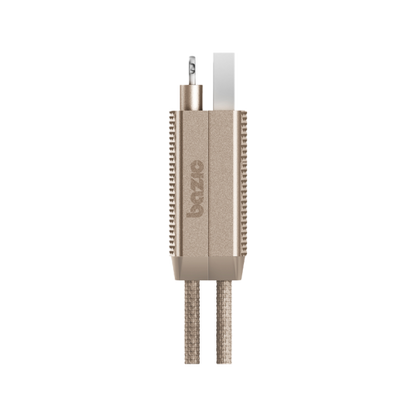 كابل Bazic GoCharge Alucable Aluminium 4 في 1 بمدخل USB-A وUSB-C إلى مخرج USB-C وLightning بطول 1 متر - ذهبي