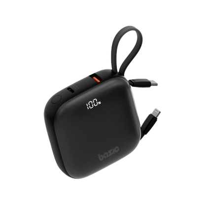 بنك طاقة بازيك جو باور فيوجن 4 في 1 مع كابل USB-C وLightning مدمج 10000 مللي أمبير في الساعة - ترافل