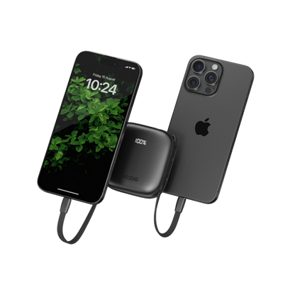 بنك طاقة بازيك جو باور فيوجن 4 في 1 مع كابل USB-C وLightning مدمج 10000 مللي أمبير في الساعة - ترافل