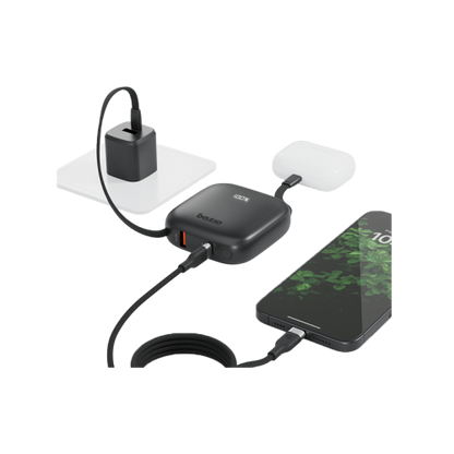 بنك طاقة بازيك جو باور فيوجن 4 في 1 مع كابل USB-C وLightning مدمج 10000 مللي أمبير في الساعة - ترافل