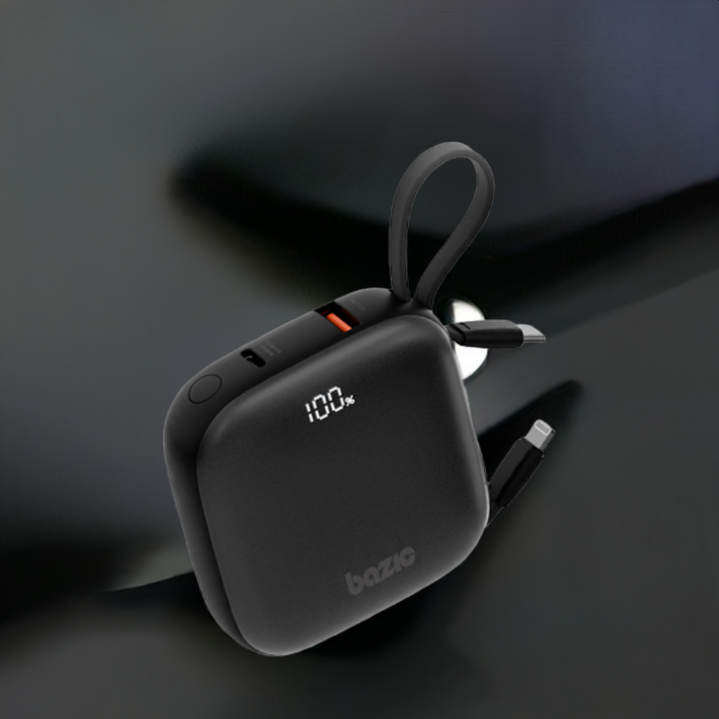 بنك طاقة بازيك جو باور فيوجن 4 في 1 مع كابل USB-C وLightning مدمج 10000 مللي أمبير في الساعة - ترافل