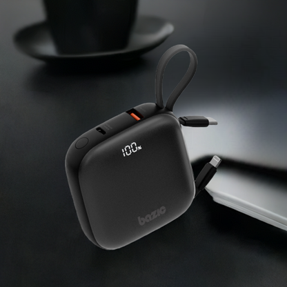 بنك طاقة بازيك جو باور فيوجن 4 في 1 مع كابل USB-C وLightning مدمج 10000 مللي أمبير في الساعة - ترافل